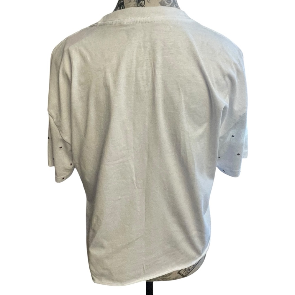 Mighty Fine White Embellished Cropped Tee - Picture 3 of 4
